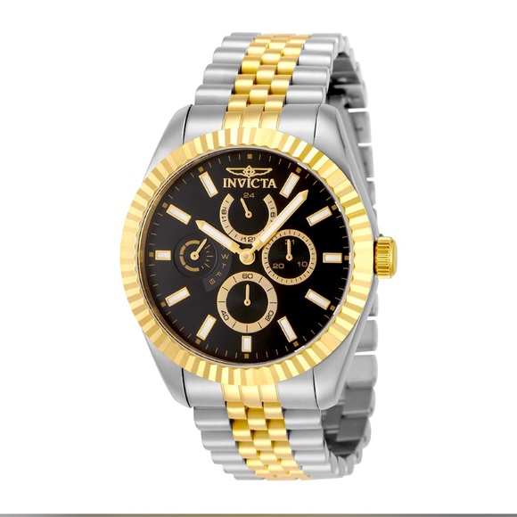 Invicta Gold and Silver Men's Watch Nwt 43mm black face New In Case!